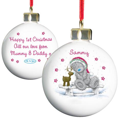 Personalised Me to You Bear Christmas Reindeer Bauble £11.99
